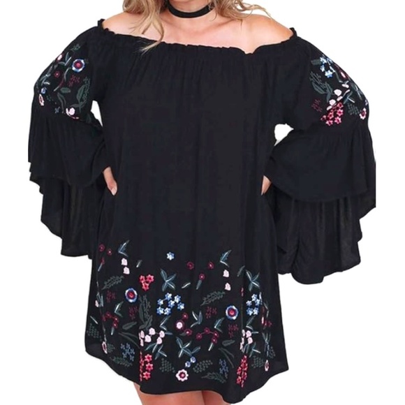 Umgee Women's Off The Shoulder Floral Embroidered Mini Dress - Picture 1 of 4